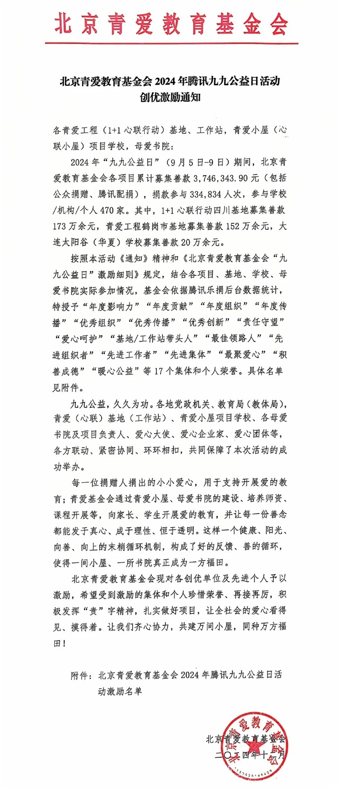 明亮照明集团总经理荆明慧(光明姐姐)荣获北京青爱教育基金会先进组织者